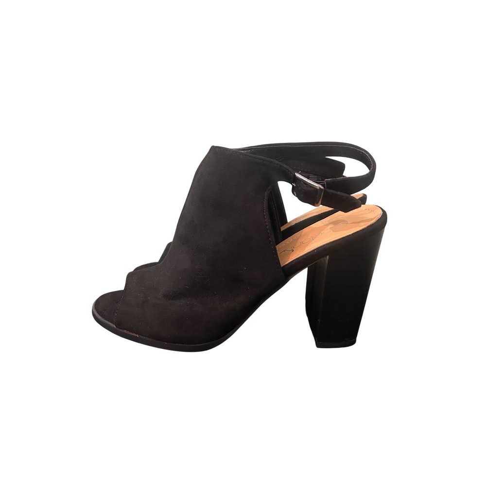 Betani Black Peep Toe Booties Women Size 10 Block 4.5 in Heel Ankle Strap